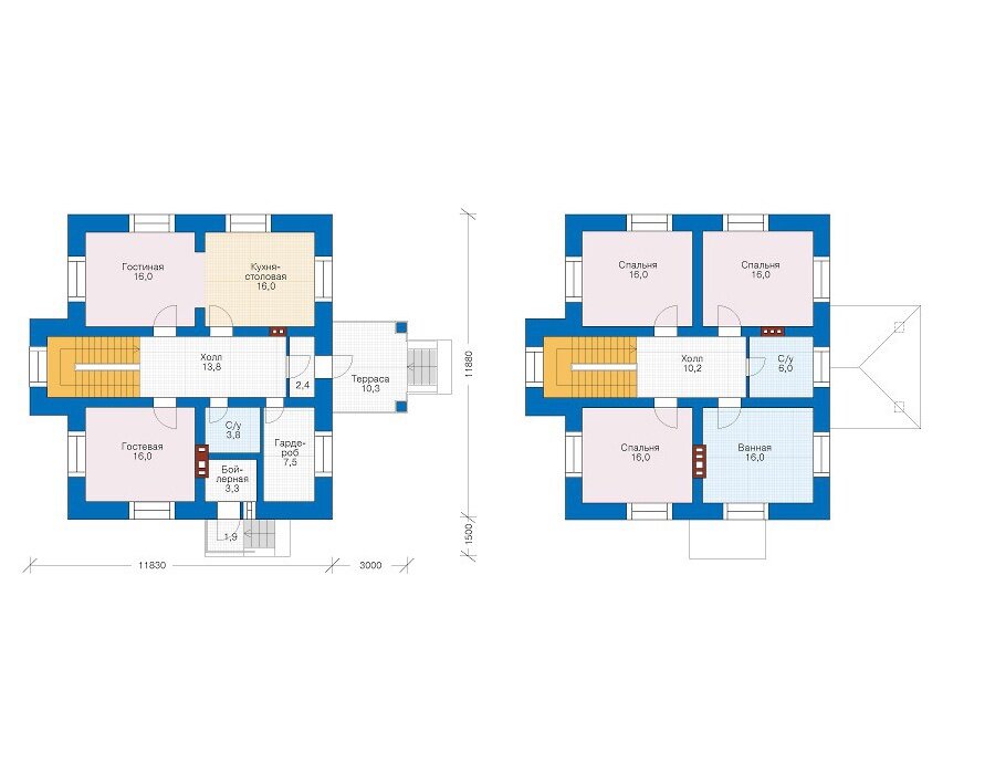 Проект дома Plans-39-29 (159 кв.м, поризованный кирпич) - фотография № 3