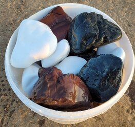 Микс Нефрит/Яшма/Кварц шлифованные (размер 7-15 см) камни для печи бани и сауны упаковка 15 кг