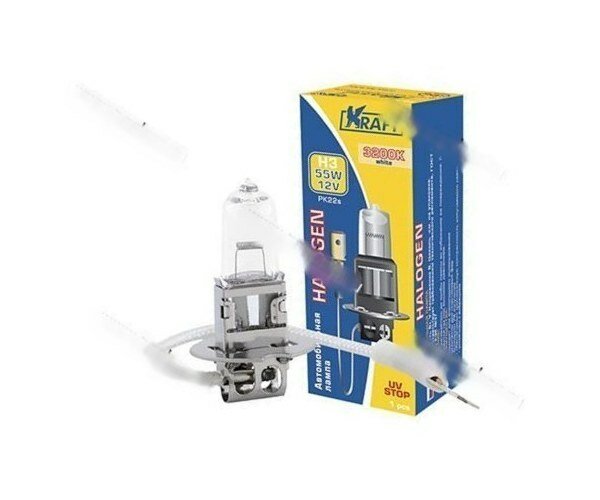 Лампа галоген 12v h3 55w pk22s kraft 700006