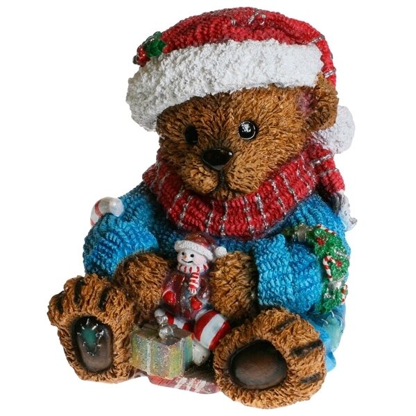 Фигура декоративная Медвежонок с подарком, размеры 21*21*24 см KSMR-626352/F476