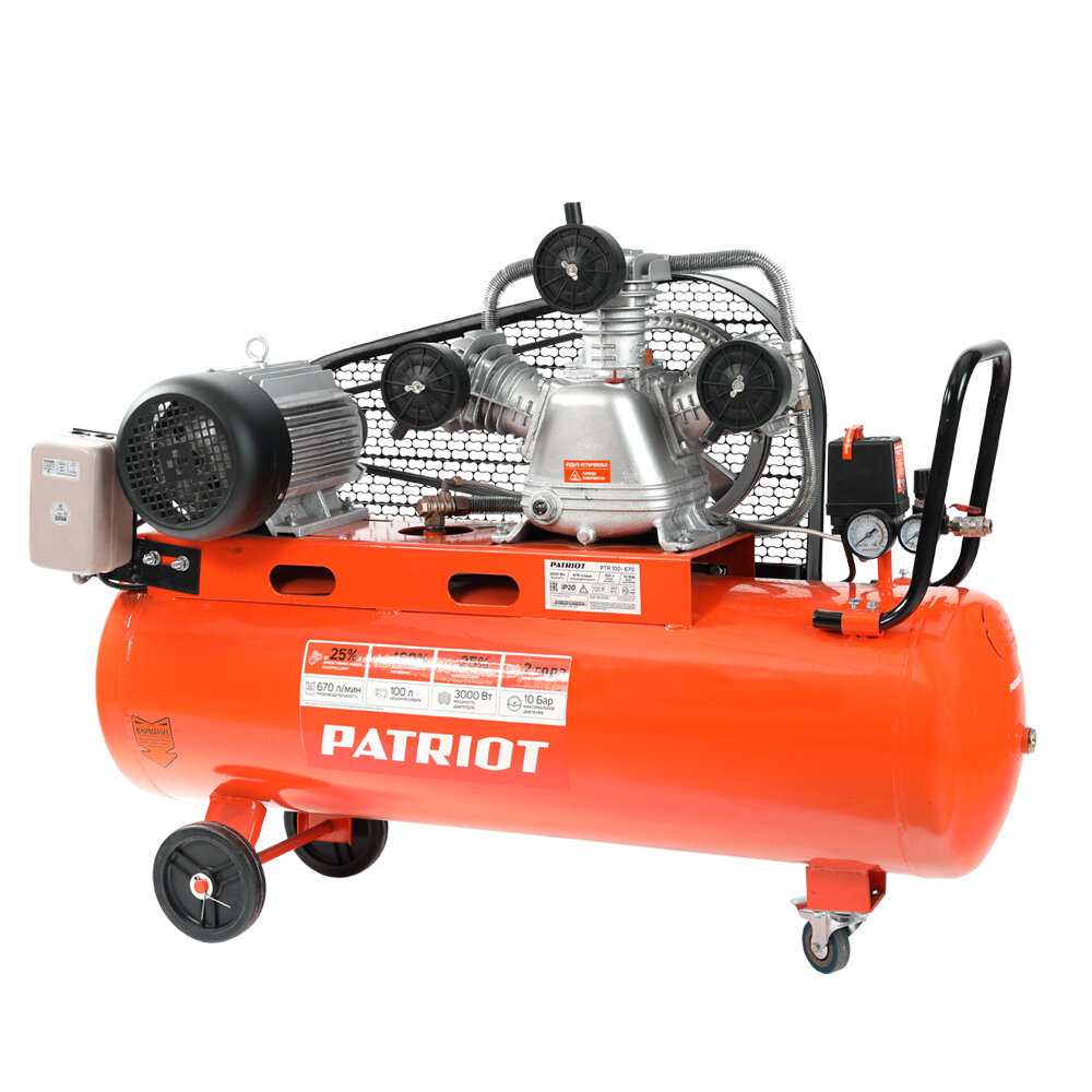 Компрессор масляный PATRIOT PTR 100-670 100 л 3 кВт