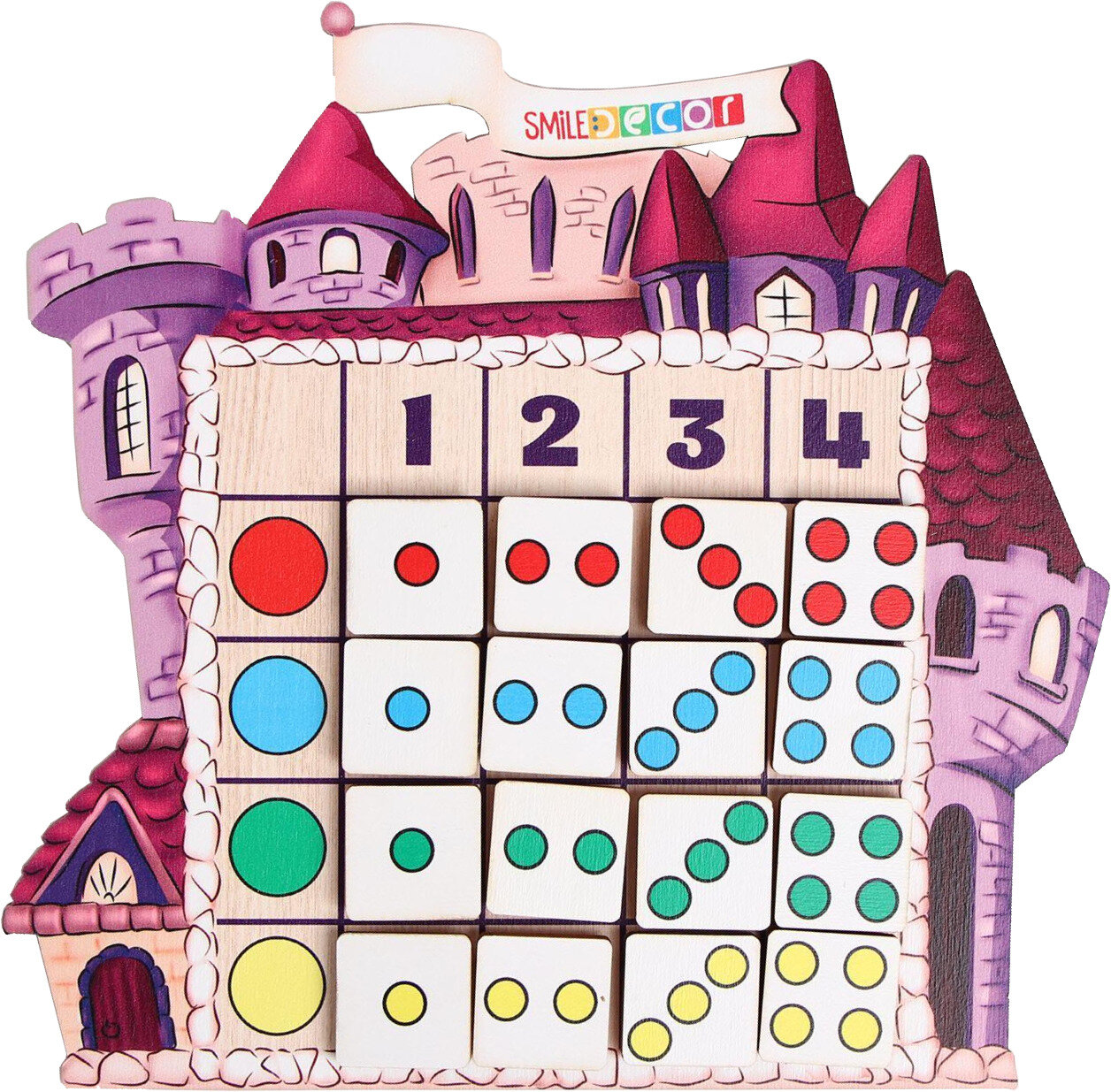 Логическая таблица Smile Decor "Замок", развивающая игра-головоломка с липучками, из дерева