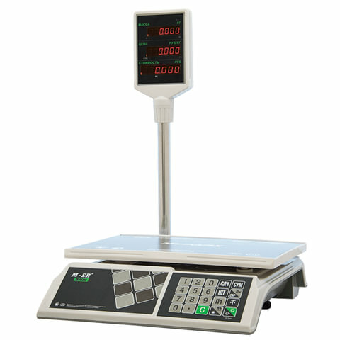 Весы торговые MERCURY M-ER 326ACP-32.5 LED (0.1-32 кг), дискретность 10 г, платформа 325x230 мм, со стойкой