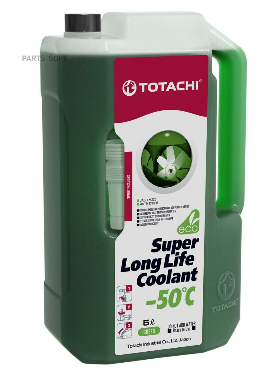 жидкость охлаждающая низкозамерзающая totachi super long life coolant green -50c, 5л