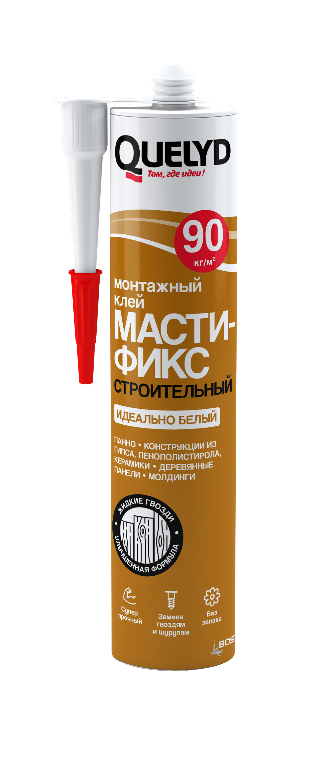 QUELYD клей монтажный мастификс строительный белый 450 г. картридж