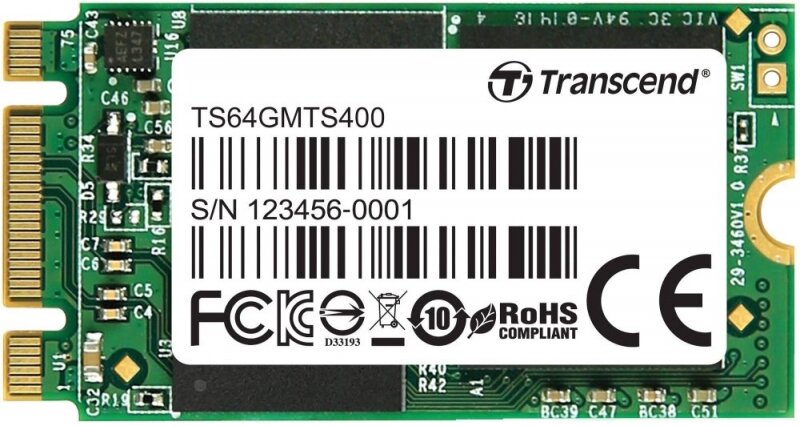 SSD диск TRANSCEND M.2 2242 MTS400S 64 Гб SATA III MLC TS64GMTS400S