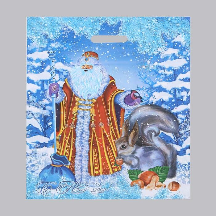 НЕО-ПАК Пакет "Дед Мороз и Снегурочка", полиэтиленовый с вырубной ручкой, 41 х 51 см, 80 мкм - фотография № 1