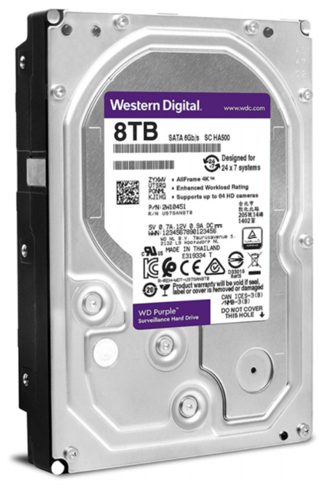 Western Digital Жесткий диск 8ТБ Western Digital Purple WD82PURX, 7200об./мин., 256МБ (SATA III) (oem)