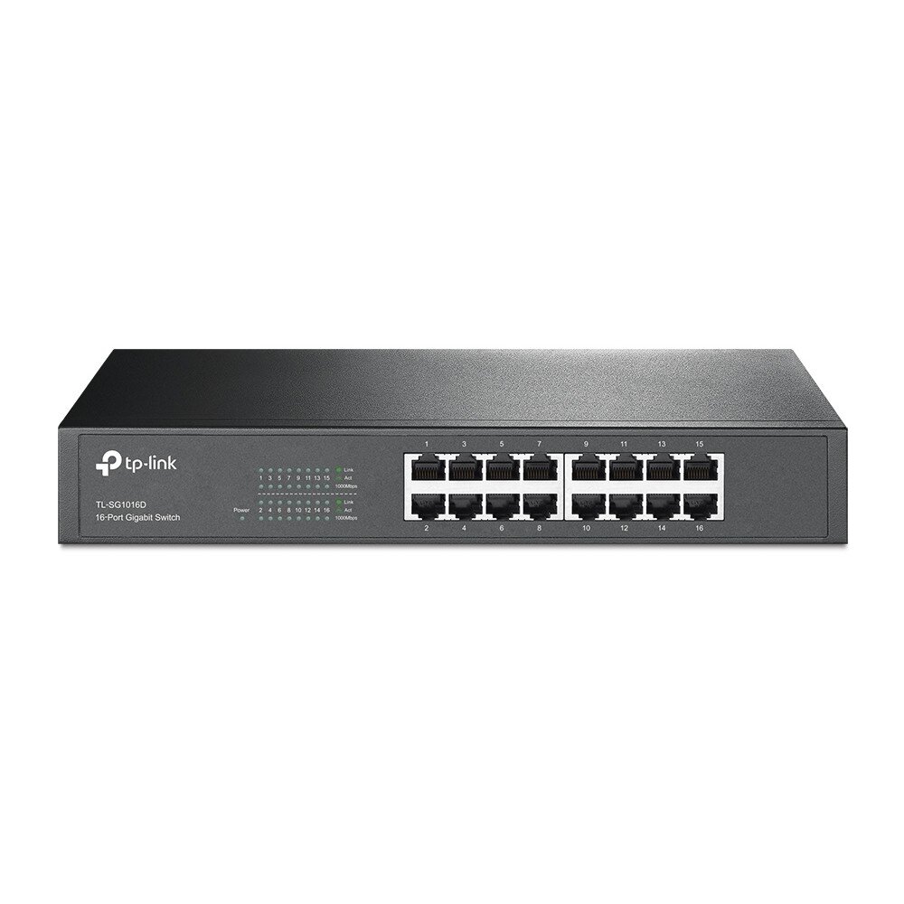 TP-Link TL-SG1016D 16-портовый гигабитный настольный/монтируемый в стойку коммутатор SMB