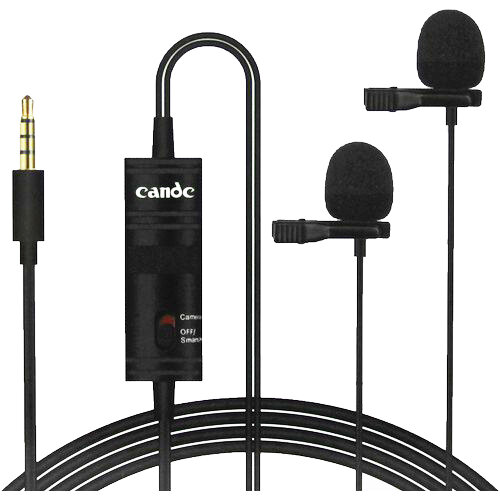 Микрофон CANDC DC-C2 Pro двойной, петличный, Jack 3.5mm, 6 м, черный, электронный конденсатор