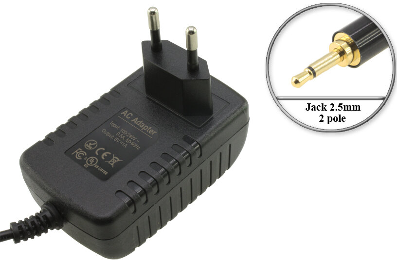 Адаптер (блок) питания 6V 1A Jack 2.5mm 2 контакта для различного оборудования