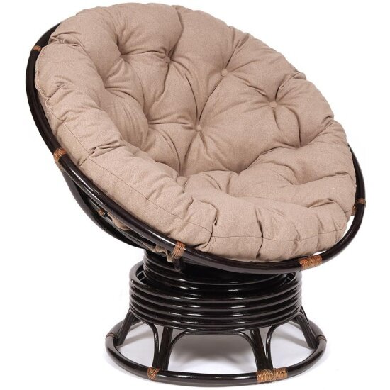 Кресло-качалка TETCHAIR "PAPASAN" w 23/01 B / с подушкой / Antique brown (античный черно-коричневый), экошерсть Коричневый, 1811-5