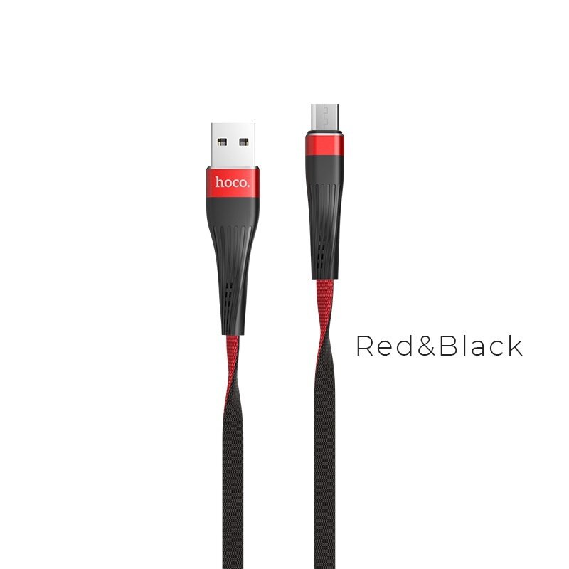 Кабель USB HOCO U39 Slender, USB - MicroUSB, 2.4А, 1.2 м, красный+черный