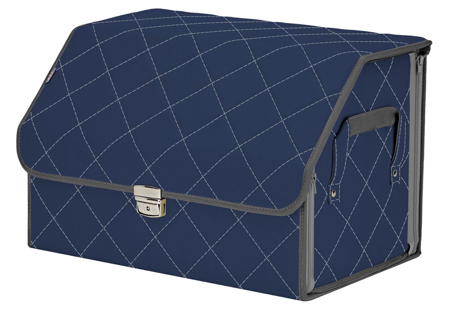 Органайзер-саквояж в багажник "Союз Премиум" (размер L). Цвет: синий с серой прострочкой Ромб.