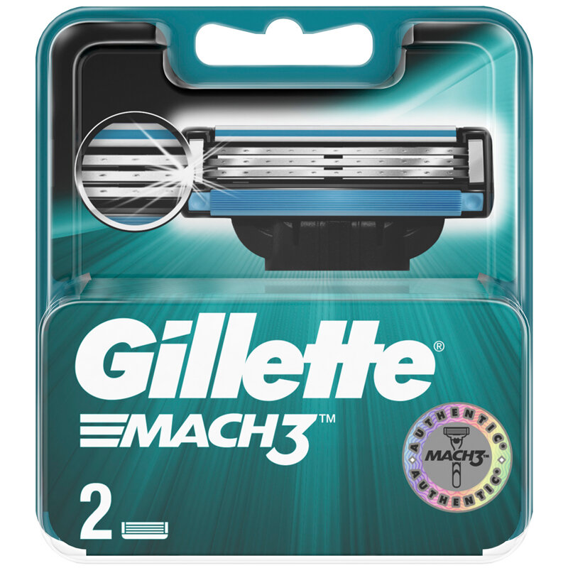 Сменные кассеты для бритья 2 шт., GILLETTE (Жиллет) «Mach3», для мужчин