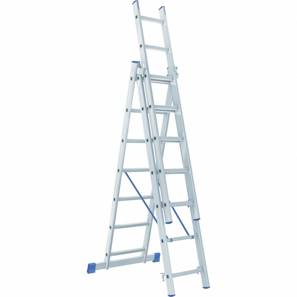 Алюминиевая трехсекционная лестница Сибртех 3x7 ступеней 97817