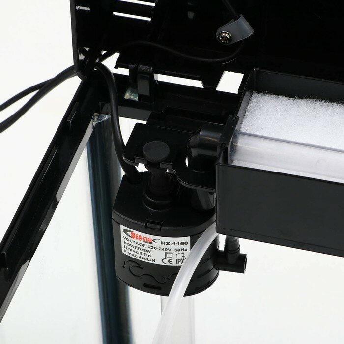 SEA STAR Аквариум SeaStar HX-240ZF в комплекте: LED-лампа двухцветная, фильтр 200 л/ч, 12 л, черный - фотография № 8