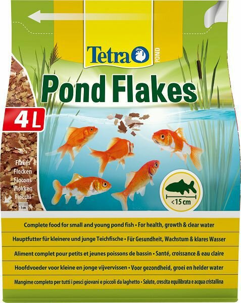 Tetra Корм Tetra Pond Flakes для прудовых молодых рыб хлопья, 4 л