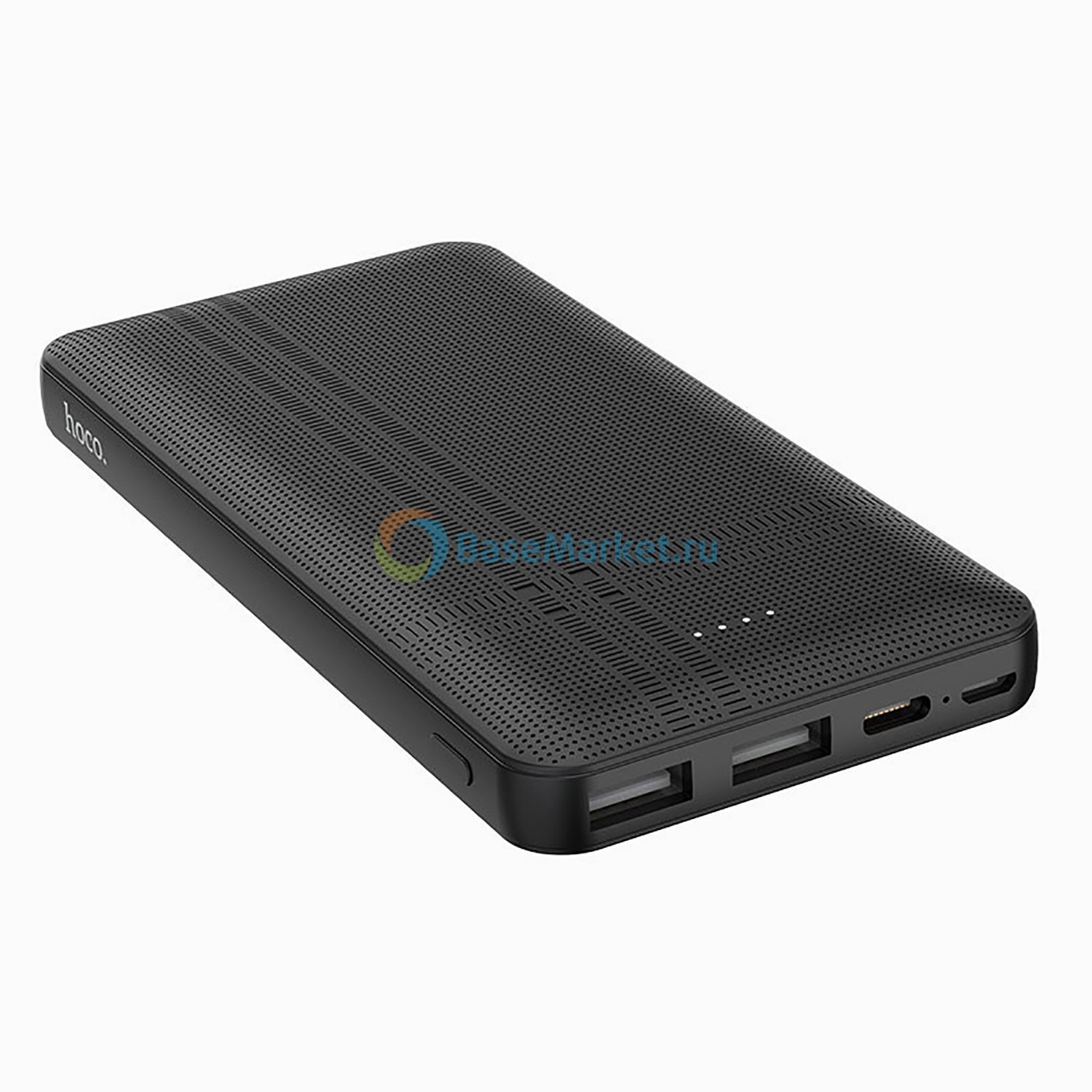 Внешний аккумулятор (Power Bank) для Hoco J48 10000mAh (10W, 2USB, MicroUSB, Type-C, LED) (черный)