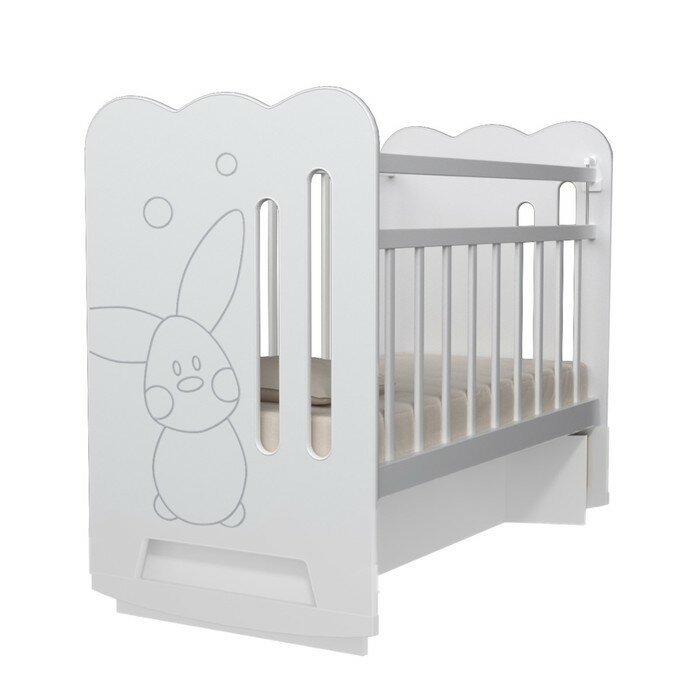 Кровать детская Sweet Rabbit колесо-качалка с маятником, цвет белый./В упаковке шт: 1