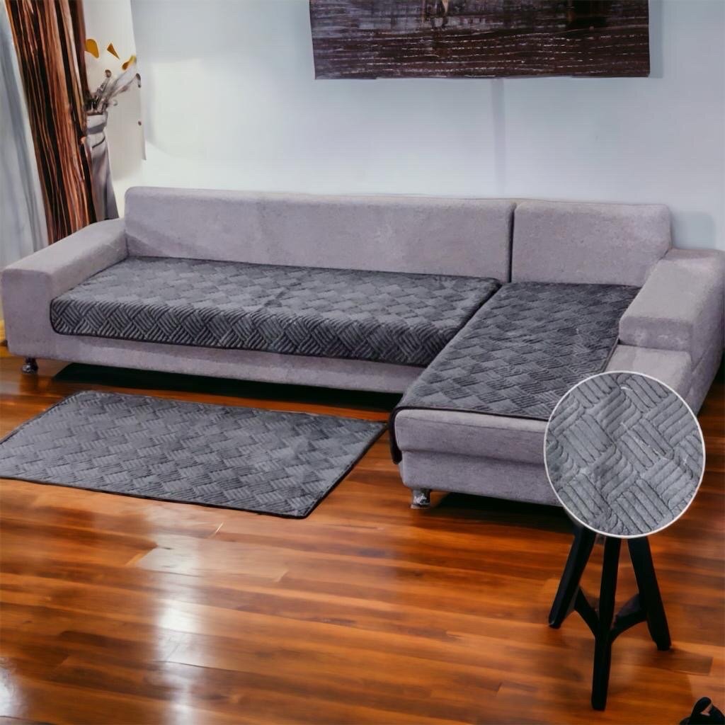 Комплект дивандеки накидки на диван угловой 3 полотна: 90х210-1шт 90х150-2шт чехол на диван и кресла покрывало на угловой диван с выступом оттоманкой набор чехлов для мебели