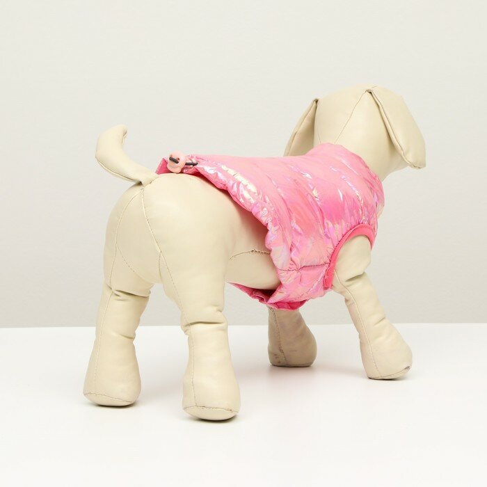 Куртка для собак двухсторонняя с утяжкой размер 14 (ДС 32 см, ОГ 42 см, ОШ 31 см), розовая - фотография № 3