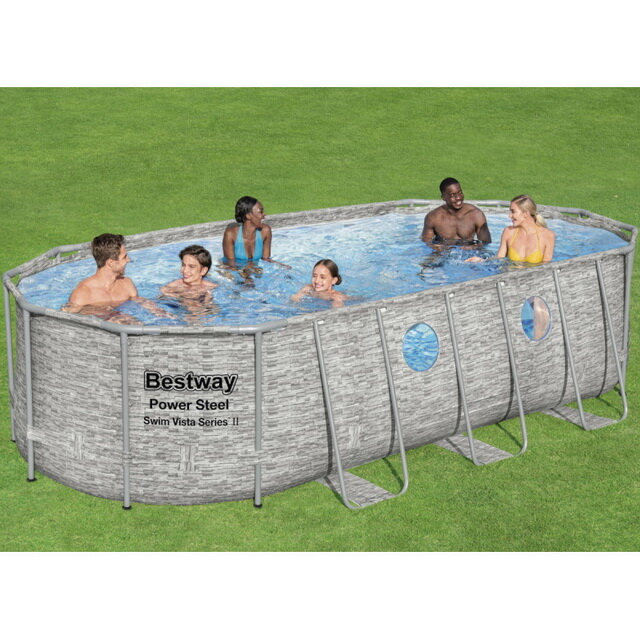 Bestway Каркасный овальный бассейн 56716 Bestway Power Steel Swim Vista 549*274*122 см, фильтр-насос, аксессуары 56716