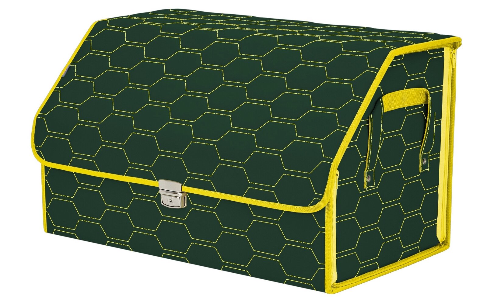 Органайзер-саквояж в багажник "Союз Премиум" (размер XL). Цвет: зеленый с желтой прострочкой Соты.