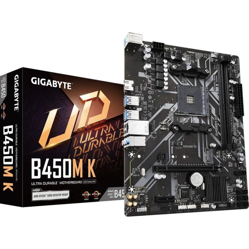 Материнская плата GIGABYTE B450M K, SocketAM4, AMD B450, mATX