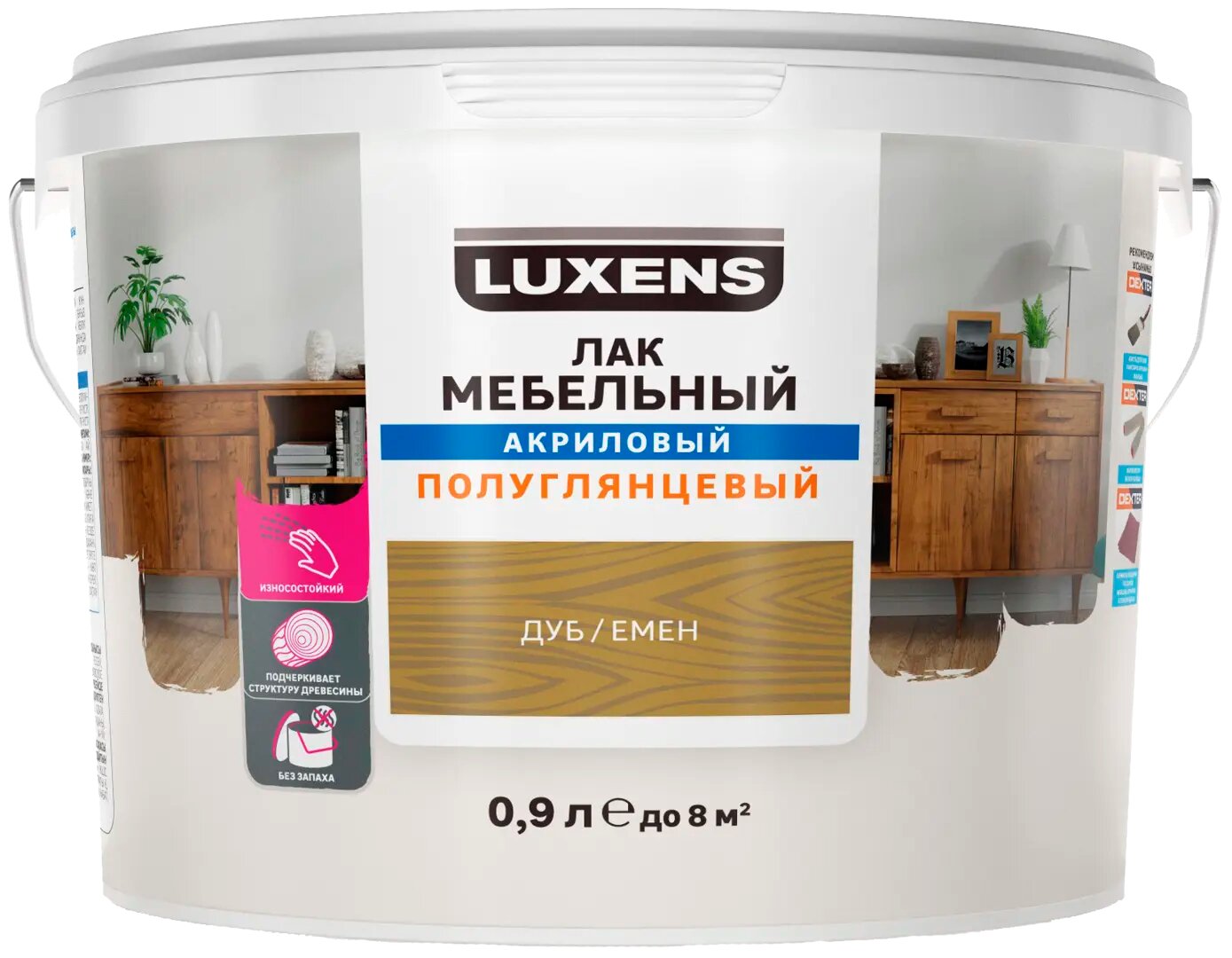 Лак для мебели Luxens акриловый цвет дуб полуглянцевый 0.9 л