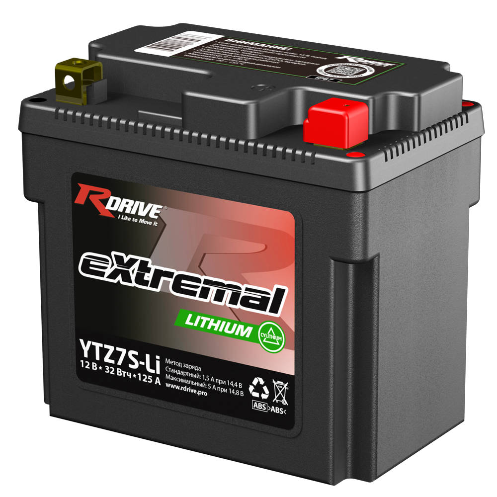 Аккумулятор Мото RDrive eXtremal LITHIUM 2.5Ач обратная полярность YTZ7S-LI