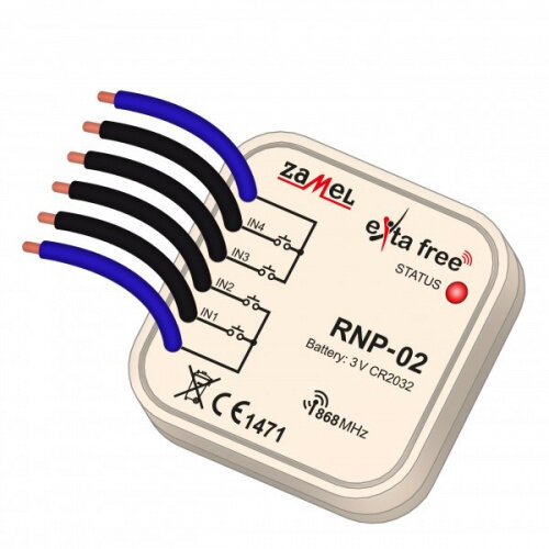 Zamel Передатчик встраиваемый управление кнопочным выключателем (4 канала) (арт. RNP-02)