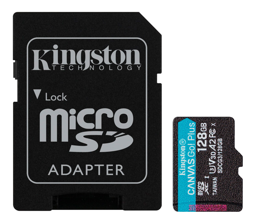 Карта памяти Kingston MicroSDXC 128GB Canvas Go Plus UHS-I U3 V30 A2