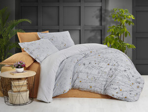 Фото Комплект постельного белья из ранфорса Bazaar Amberlie v1 Sarev (серый), Евро (наволочки 50x70)