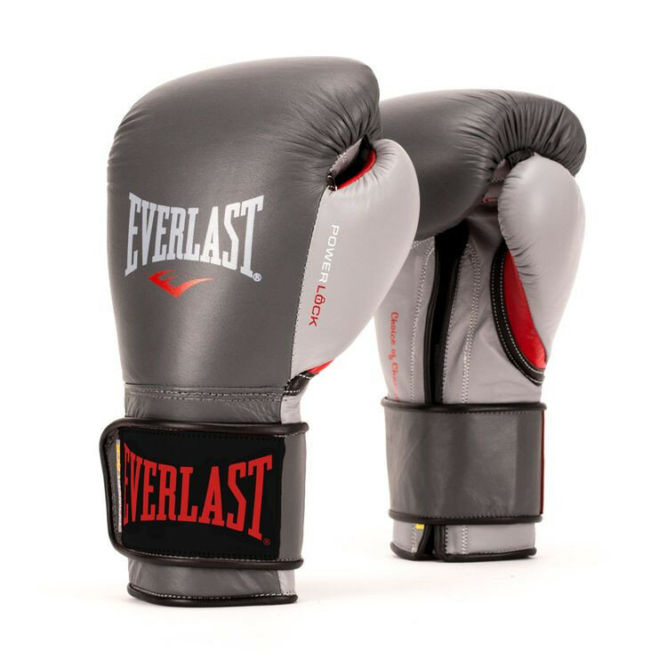 Перчатки тренировочные Everlast Powerlock 16oz серые/красные