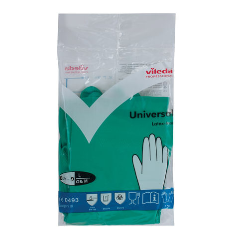 Малайзия Перчатки хозяйственные нитриловые VILEDA, универсальные, антиаллергенные, размер L (большой), зеленые, 100802 - фотография № 2