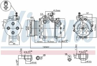 Компрессор кондиционера Suzuki SX4/Swift III 05>15 Fiat Sedici 06>14 NISSENS 89349