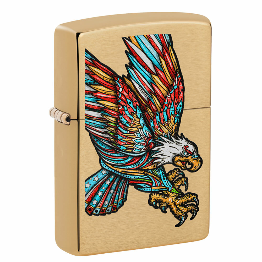 Зажигалка Zippo Classic Tattoo Eagle Brushed Brass 49667 - фотография № 1