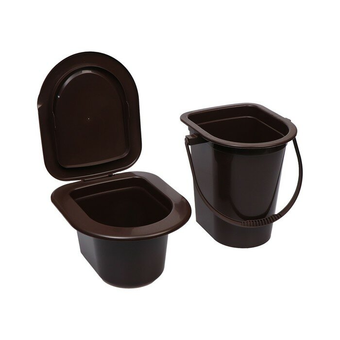 Ведро-туалет, h = 40 см, 17 л, со съёмным горшком, коричневое - фотография № 2