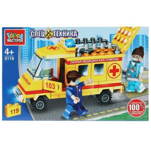 Конструктор город мастеров Реанимационный автомобиль 119 деталей 5119-UU