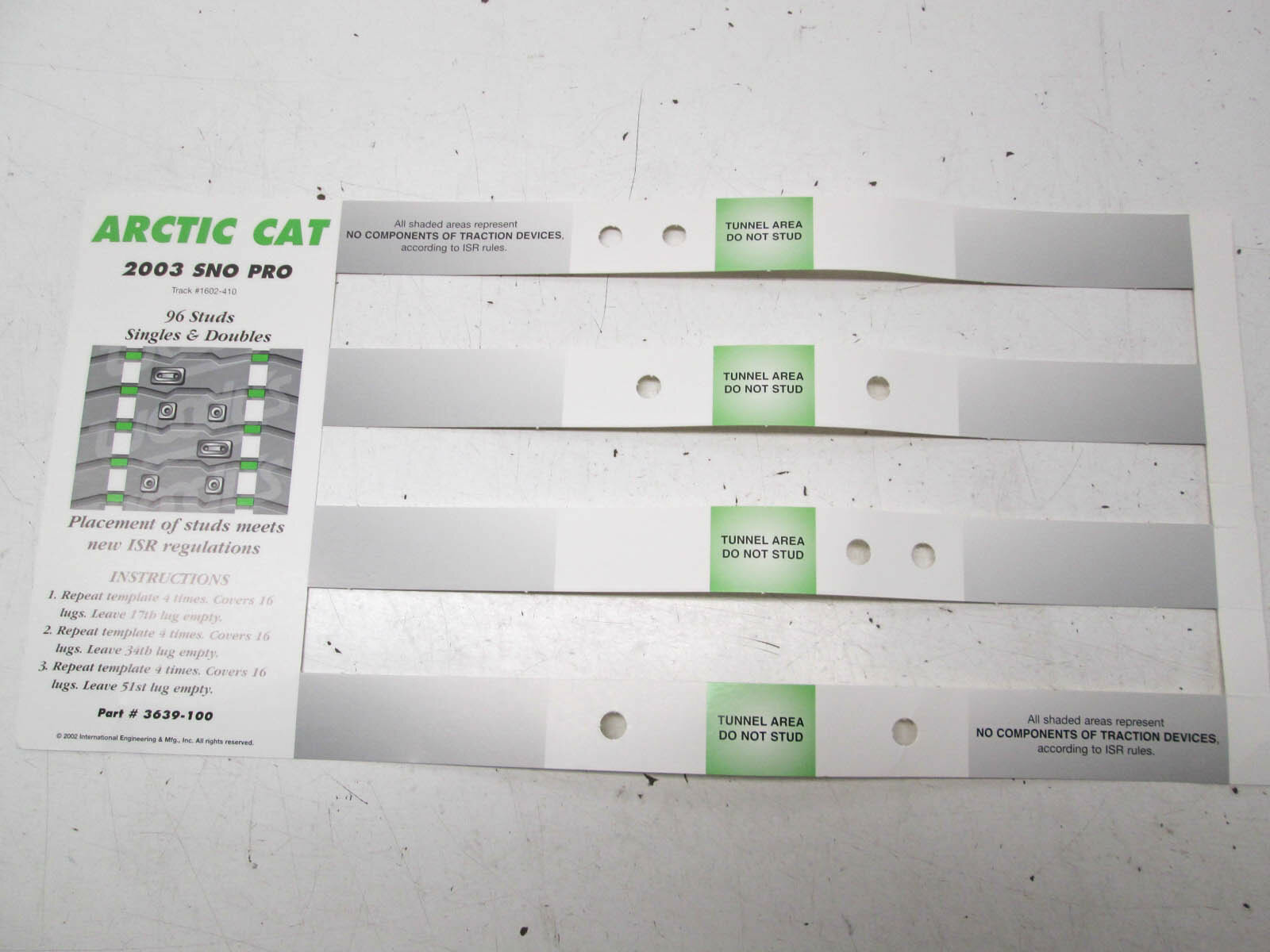 Разметка для шипов на снегоходы Arctic Cat 3639-100