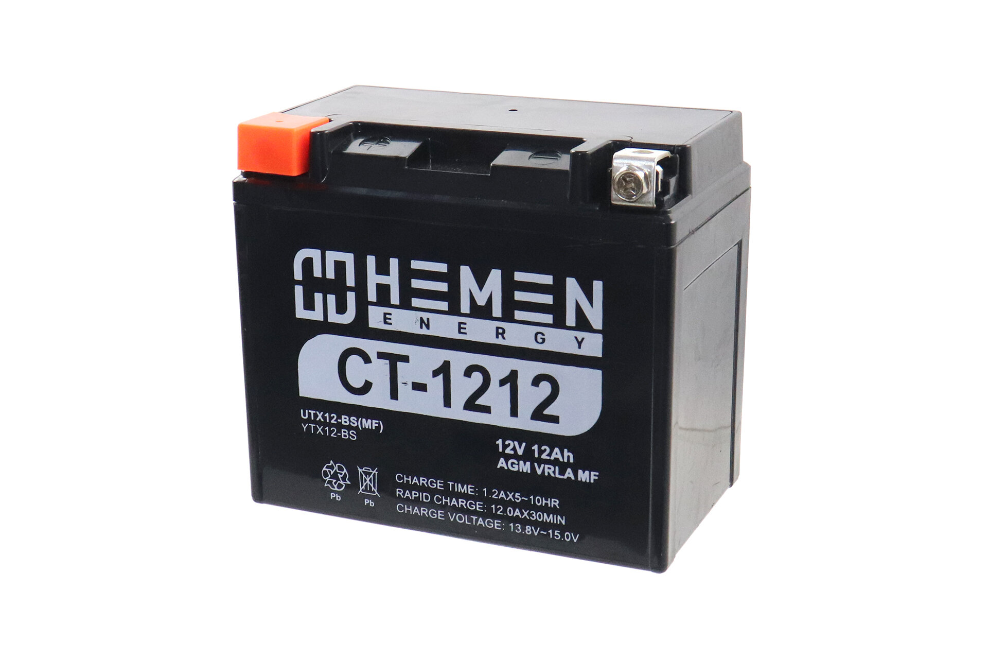 Аккумулятор 12В12Ач HEMEN ENERGY CT1212 (YTX12-BS) (кислотн, герметичн (прям. пол) (150*86*131мм)