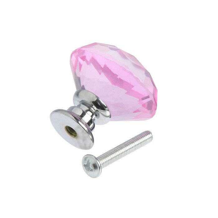 Ручка кнопка CAPPIO, цвет розовый "Алмаз", стеклянная, d=30 мм - фотография № 2