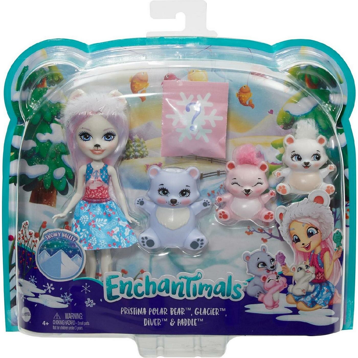 Enchantimals Игрушка Mattel Enchantimalss Игровой набор Кукла Полярная медведица Пристина и семья GJX47