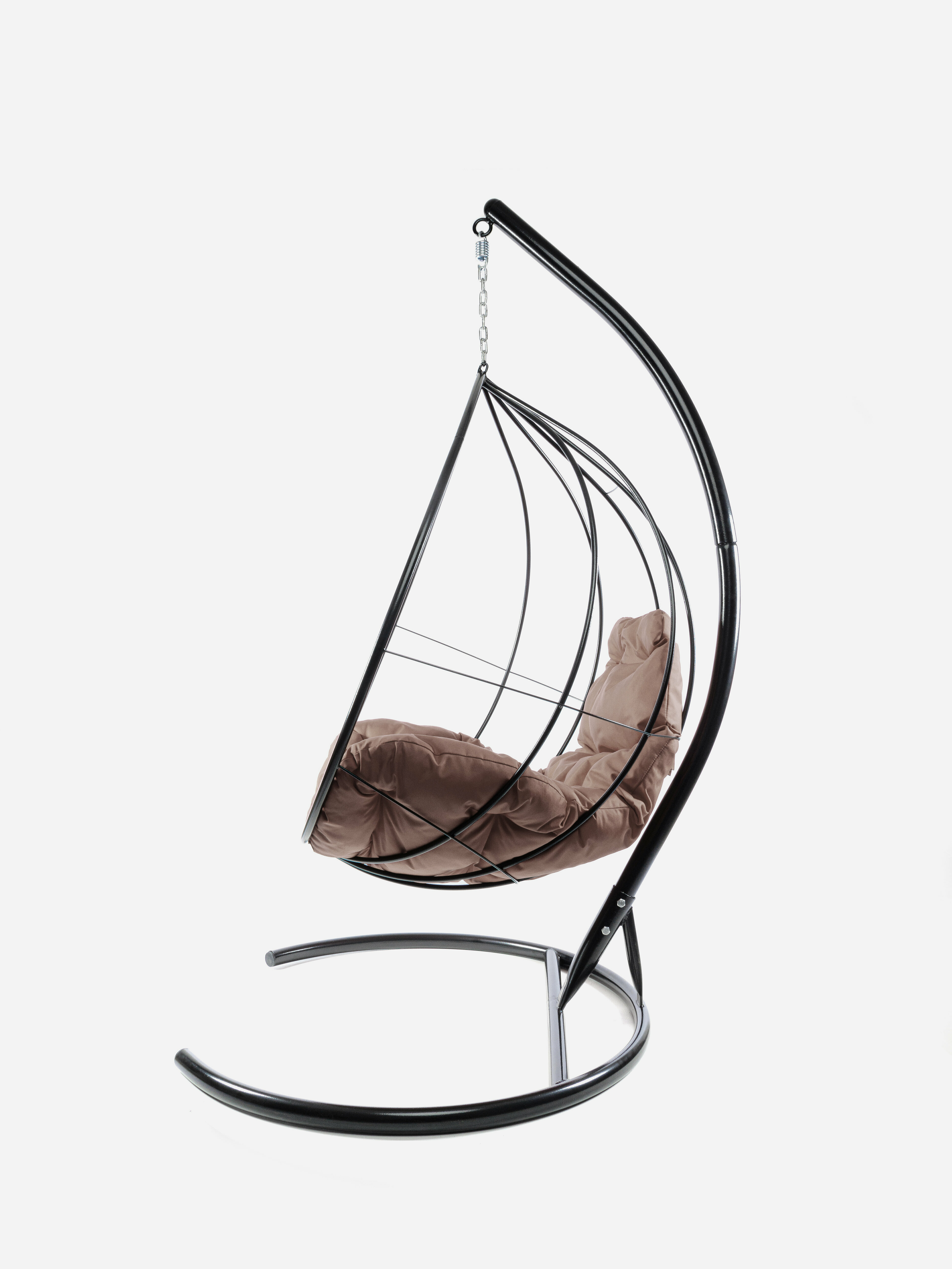 Подвесное кресло без ротанга чёрное, коричневая подушка - фотография № 3