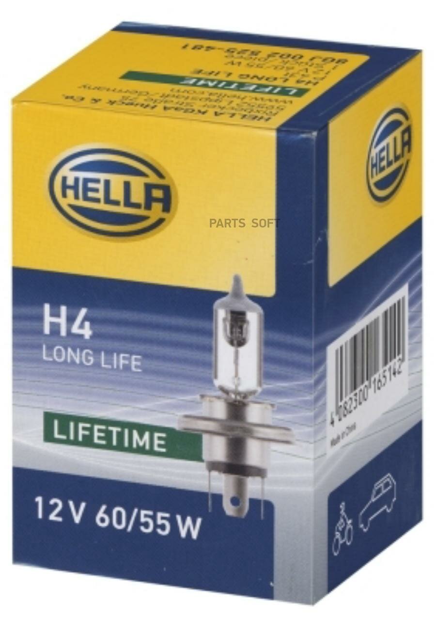 BEHR-HELLA Лампа HELLA галогеновая H4 P43T 60W