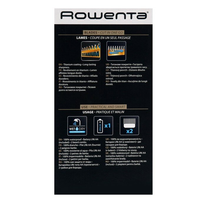 Rowenta Триммер для волос Rowenta TN3651F0, для носа/ушей/бороды, 1хАА (в комплекте), чёрный - фотография № 6