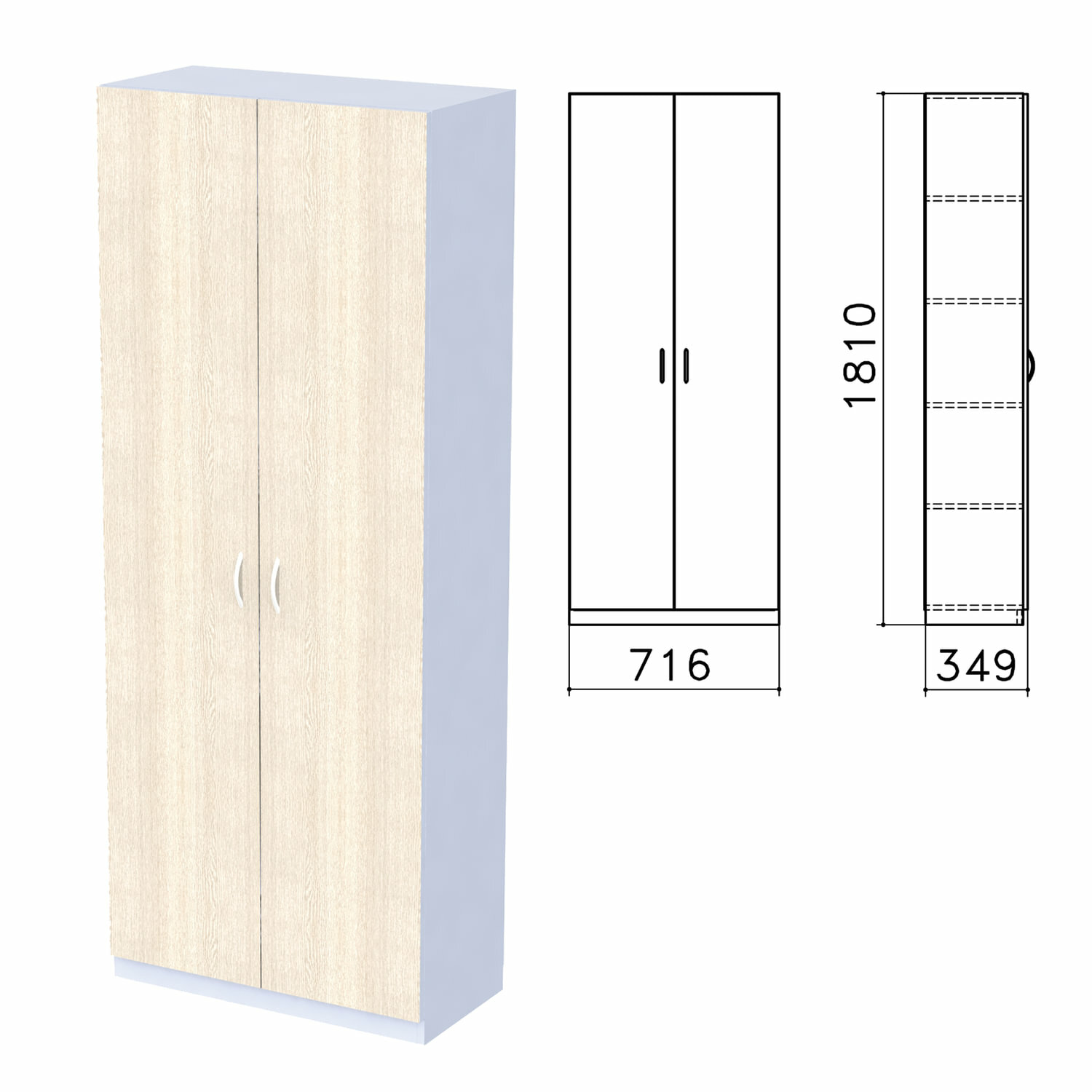 Шкаф закрытый «Бюджет», 716×349×1810 мм, дуб шамони светлый (комплект)