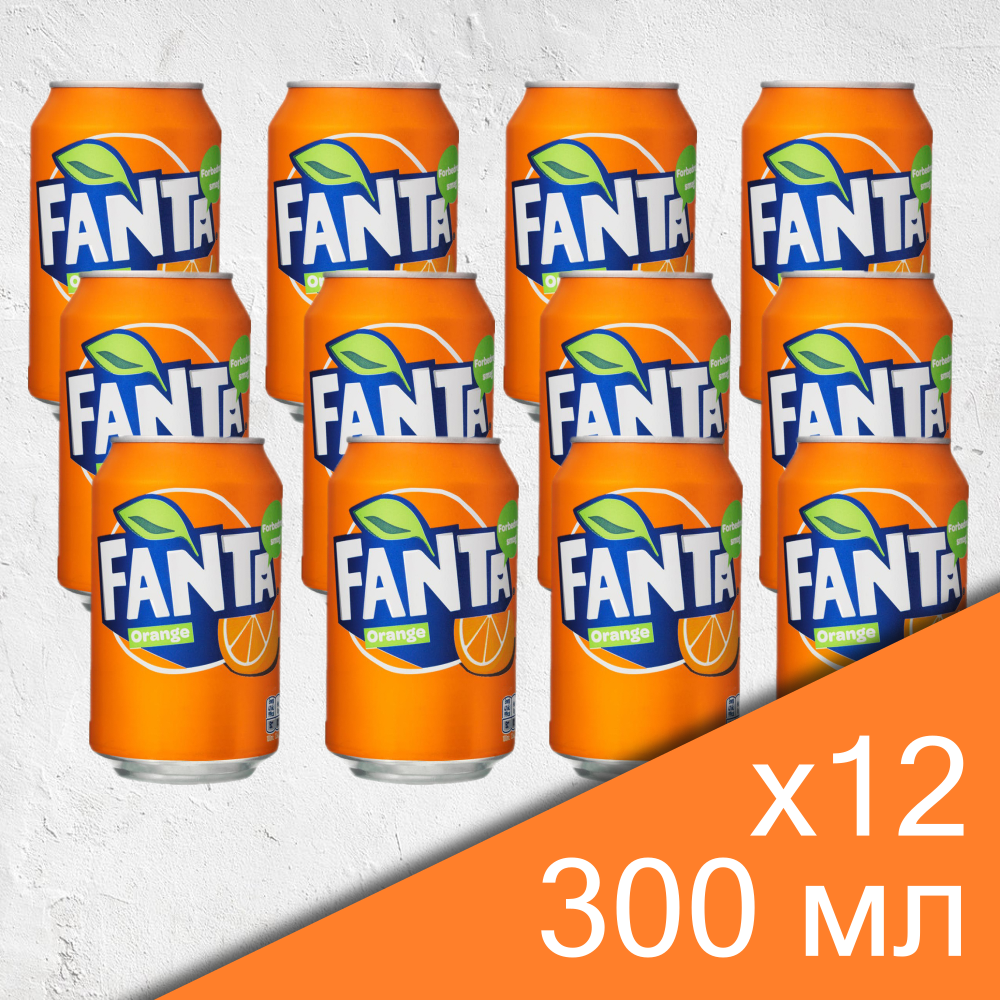 Fanta, 0.3л, 12 шт, банка, газированный напиток жб Фанта - фотография № 1