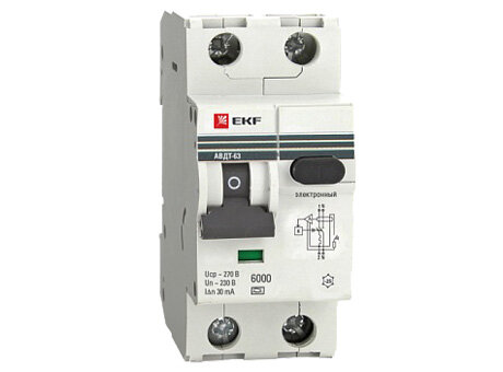 Дифференциальный автоматический выключатель АД32 1 полюс+N, 32А, Тип AC, х-ка C, 30мА | код. DA32-32-30-pro | EKF ( 1шт. )